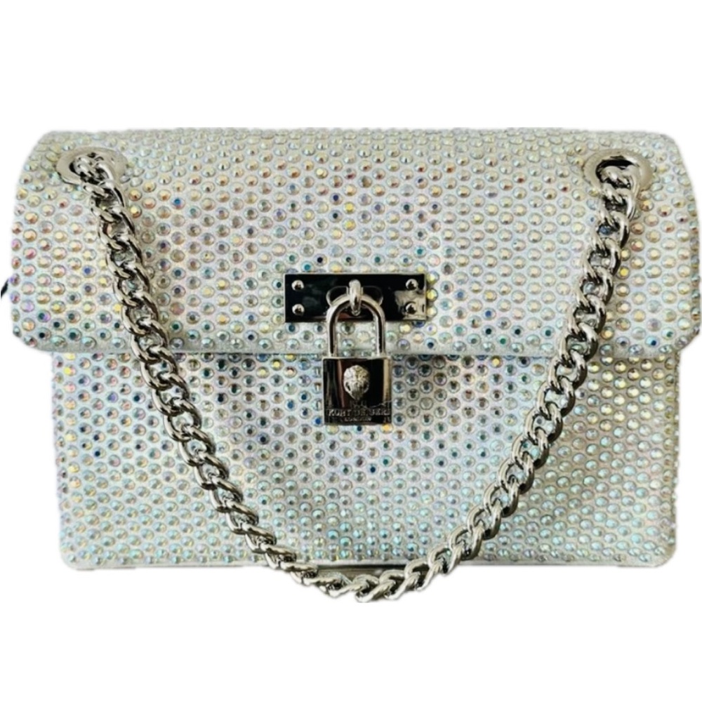 Kurt Geiger Silver Brixton Crossbody shoulder Bag Iridescent + dust-bag NWT - Picture 14 of 17
